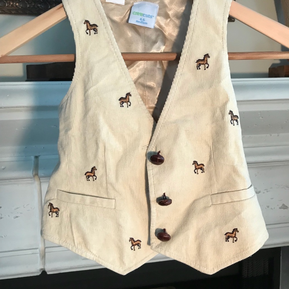 Kids J. CREW vest size M! Horse patches!